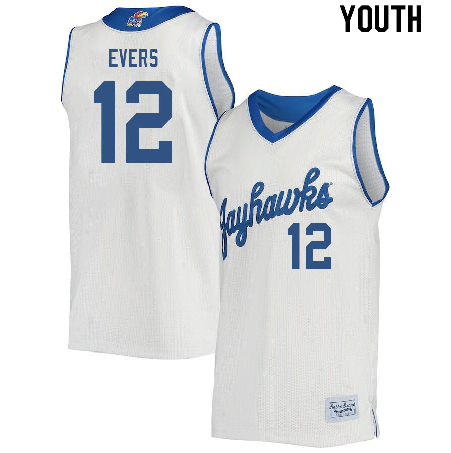 Youth #12 Wilder Evers Kansas Jayhawks College Basketball Jerseys Stitched Sale-Retro